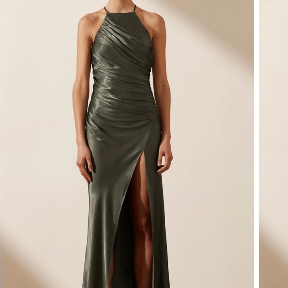 NWT Shona Joy La Lune Gathered Square Neck Midi Dress